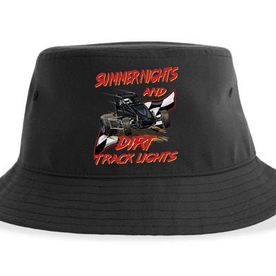 Summer Nights Dirt Track Lights | Dirt Track Racing | Motocross Gift Sustainable Bucket Hat