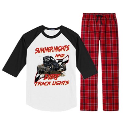 Summer Nights Dirt Track Lights | Dirt Track Racing | Motocross Gift Raglan Sleeve Pajama Set