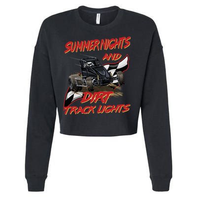 Summer Nights Dirt Track Lights | Dirt Track Racing | Motocross Gift Cropped Pullover Crew