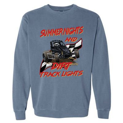 Summer Nights Dirt Track Lights | Dirt Track Racing | Motocross Gift Garment-Dyed Sweatshirt