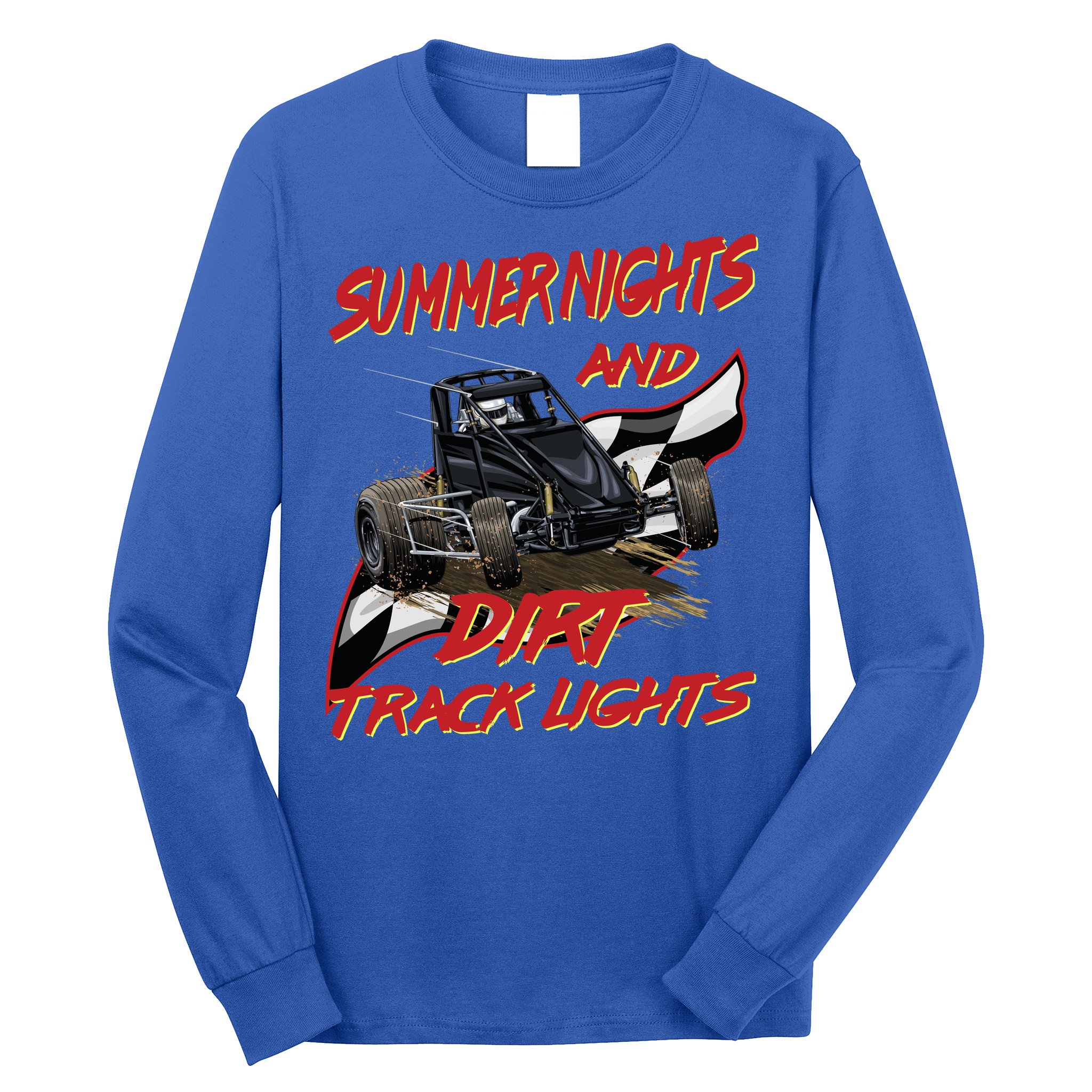 Summer Nights Dirt Track Lights | Dirt Track Racing | Motocross Gift Long Sleeve Shirt