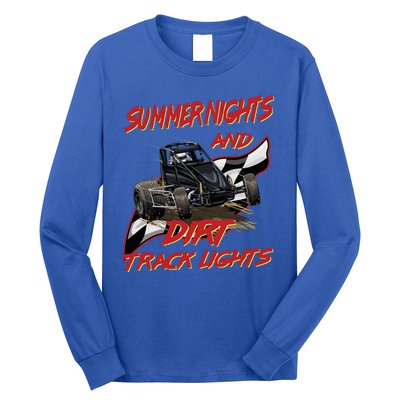 Summer Nights Dirt Track Lights | Dirt Track Racing | Motocross Gift Long Sleeve Shirt