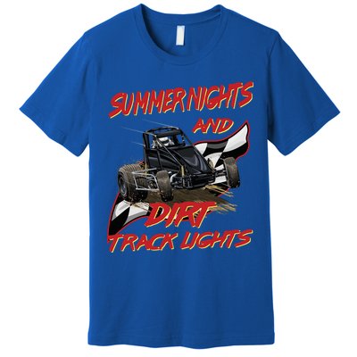 Summer Nights Dirt Track Lights | Dirt Track Racing | Motocross Gift Premium T-Shirt