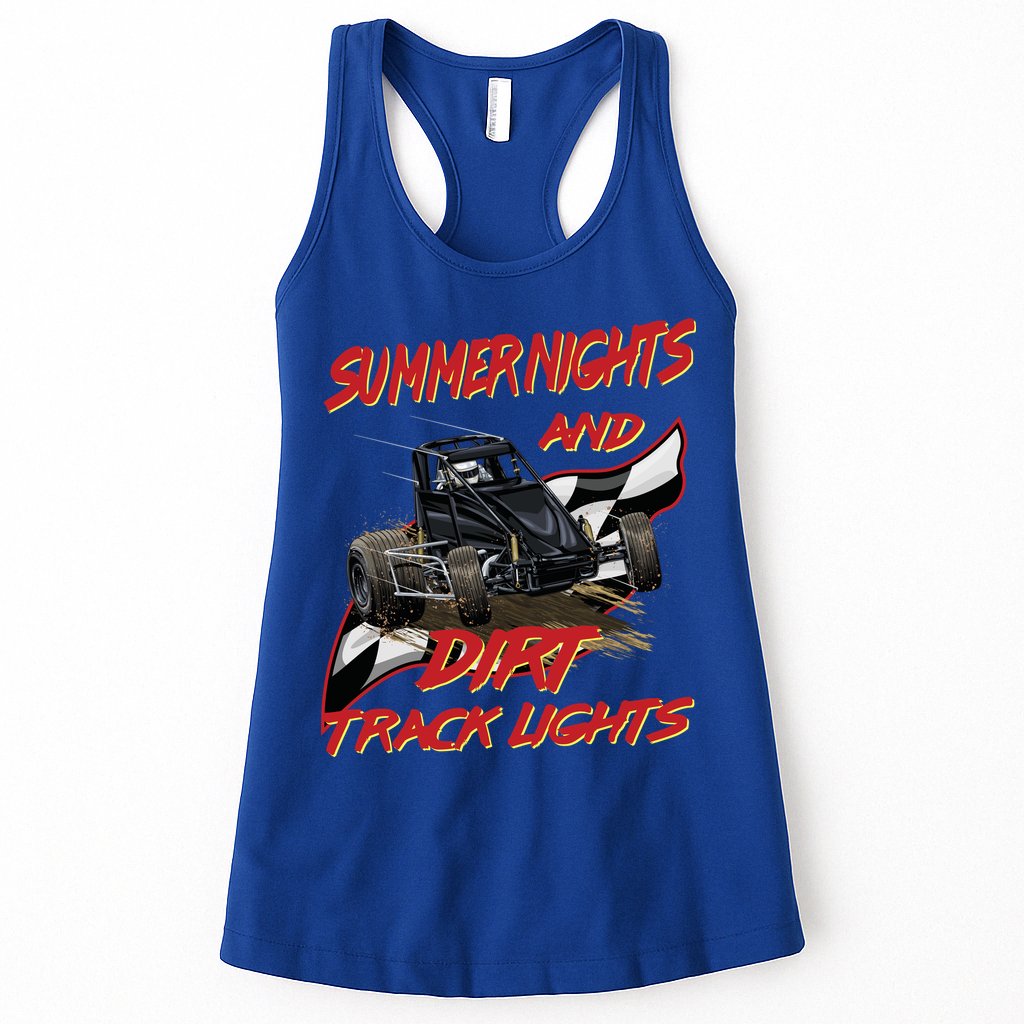 Summer Nights Dirt Track Lights | Dirt Track Racing | Motocross Gift Womens Tank Top