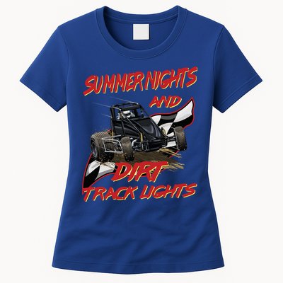 Summer Nights Dirt Track Lights | Dirt Track Racing | Motocross Gift Womens T-Shirt