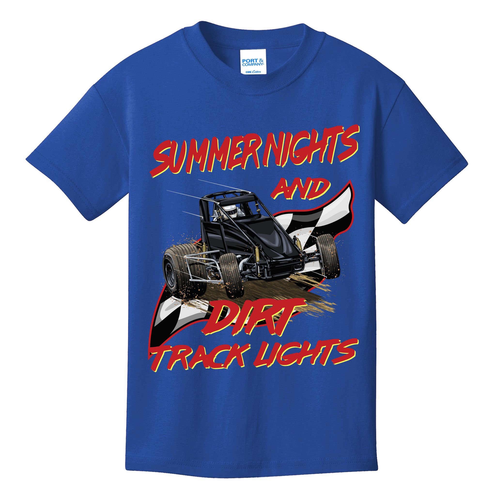 Summer Nights Dirt Track Lights | Dirt Track Racing | Motocross Gift Kids T-Shirt
