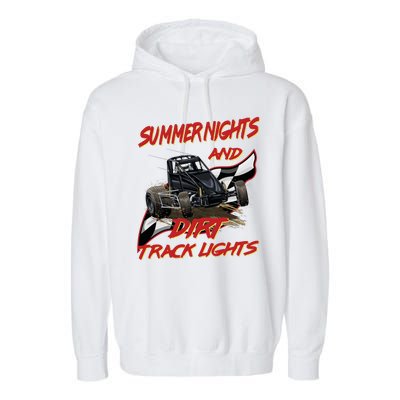 Summer Nights Dirt Track Lights | Dirt Track Racing | Motocross Gift Garment-Dyed Fleece Hoodie