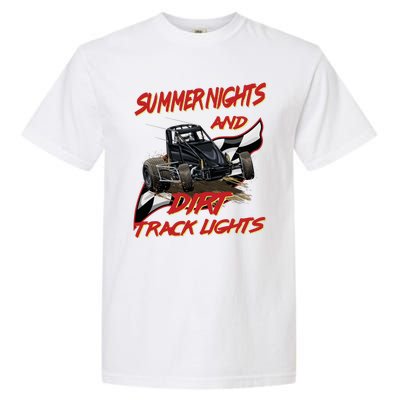 Summer Nights Dirt Track Lights | Dirt Track Racing | Motocross Gift Garment-Dyed Heavyweight T-Shirt