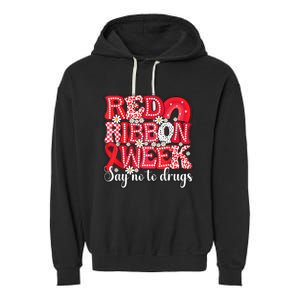 Say Not Drug Free Say Yes Kindness Red Ribbon Week Rainbow Garment-Dyed Fleece Hoodie