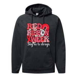 Say Not Drug Free Say Yes Kindness Red Ribbon Week Rainbow Performance Fleece Hoodie