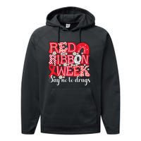 Say Not Drug Free Say Yes Kindness Red Ribbon Week Rainbow Performance Fleece Hoodie