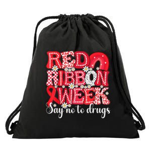 Say Not Drug Free Say Yes Kindness Red Ribbon Week Rainbow Drawstring Bag