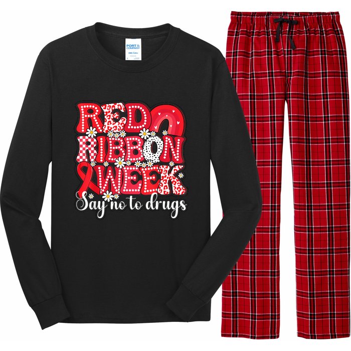 Say Not Drug Free Say Yes Kindness Red Ribbon Week Rainbow Long Sleeve Pajama Set