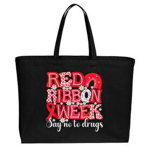 Say Not Drug Free Say Yes Kindness Red Ribbon Week Rainbow Cotton Canvas Jumbo Tote