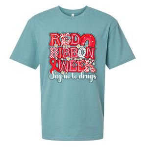 Say Not Drug Free Say Yes Kindness Red Ribbon Week Rainbow Sueded Cloud Jersey T-Shirt