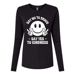 Say Not Drugfree Say Yes To Kindness Red Ribbon Week Womens Cotton Relaxed Long Sleeve T-Shirt