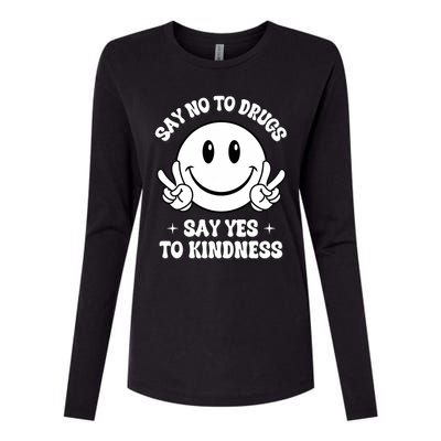 Say Not Drugfree Say Yes To Kindness Red Ribbon Week Womens Cotton Relaxed Long Sleeve T-Shirt