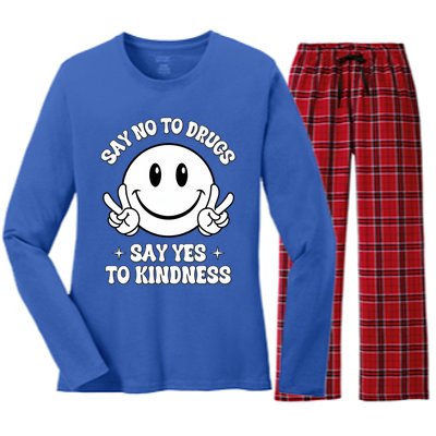 Say Not Drugfree Say Yes To Kindness Red Ribbon Week Women's Long Sleeve Flannel Pajama Set 