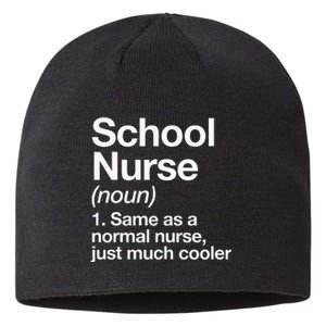 School Nurse Definition Funny Back To School First Day Sustainable Beanie