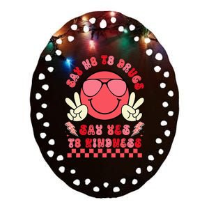 Say Not Drug Free Say Yes To Kindness Red Ribbon Week Ceramic Oval Ornament