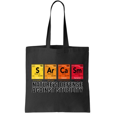 Sarcasm Natures Defense Against Stupidity Tote Bag