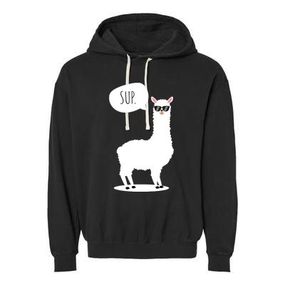 Sup No Drama Llama Alpaca Garment-Dyed Fleece Hoodie