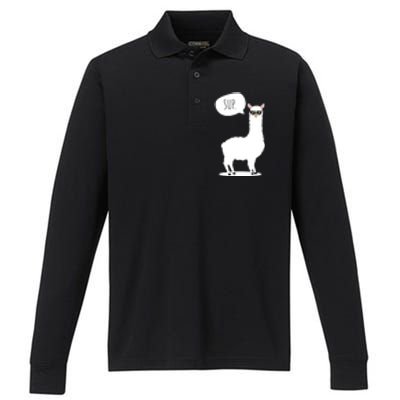 Sup No Drama Llama Alpaca Performance Long Sleeve Polo