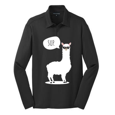 Sup No Drama Llama Alpaca Silk Touch Performance Long Sleeve Polo