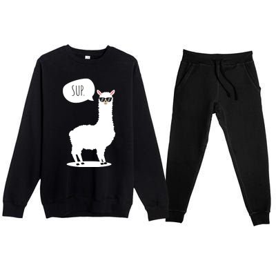 Sup No Drama Llama Alpaca Premium Crewneck Sweatsuit Set