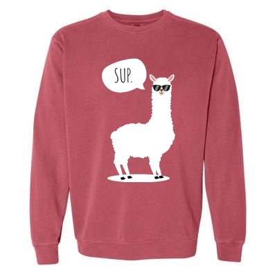 Sup No Drama Llama Alpaca Garment-Dyed Sweatshirt