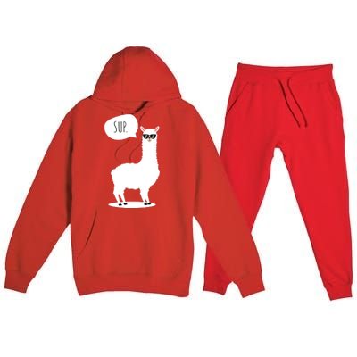 Sup No Drama Llama Alpaca Premium Hooded Sweatsuit Set