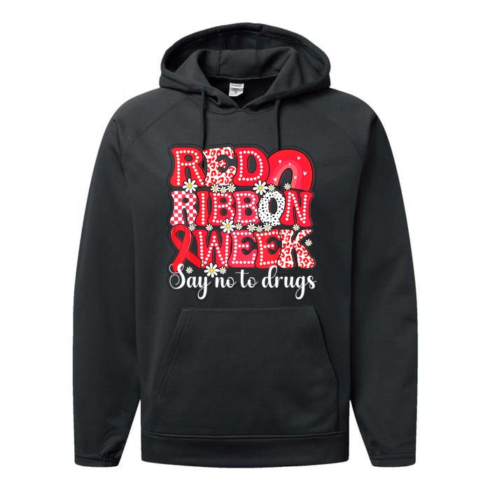 Say Not Drug Free Say Yes Kindness Red Ribbon Week Rainbow Performance Fleece Hoodie