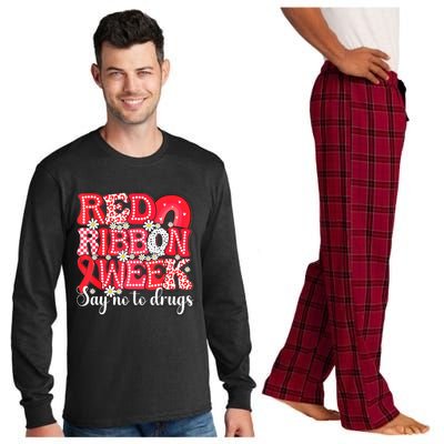 Say Not Drug Free Say Yes Kindness Red Ribbon Week Rainbow Long Sleeve Pajama Set