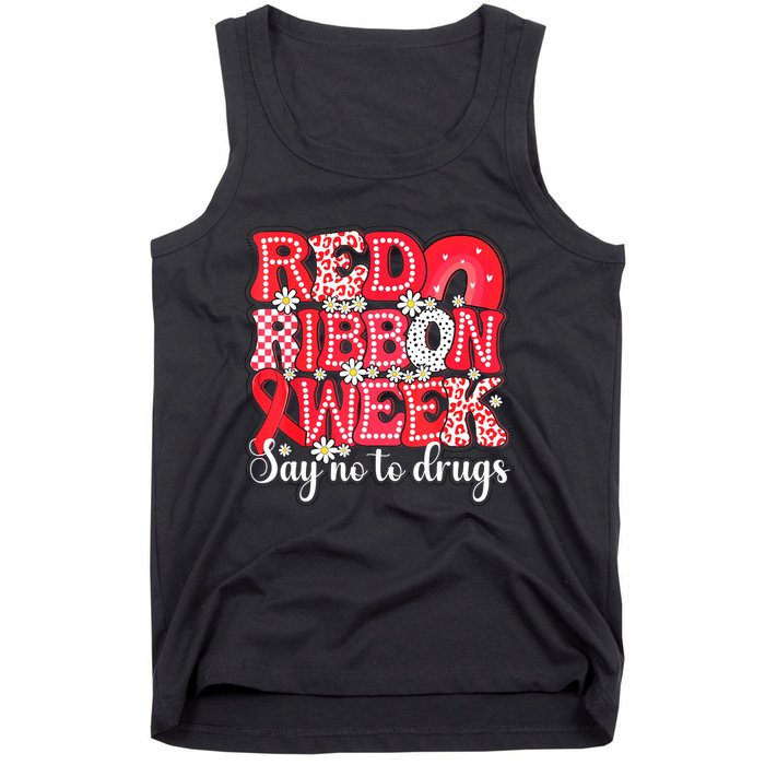 Say Not Drug Free Say Yes Kindness Red Ribbon Week Rainbow Tank Top