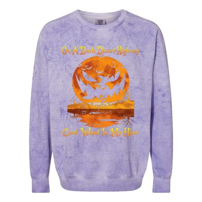 Spooky Night Drive Halloween Road Trip Colorblast Crewneck Sweatshirt