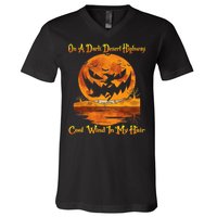 Spooky Night Drive Halloween Road Trip V-Neck T-Shirt