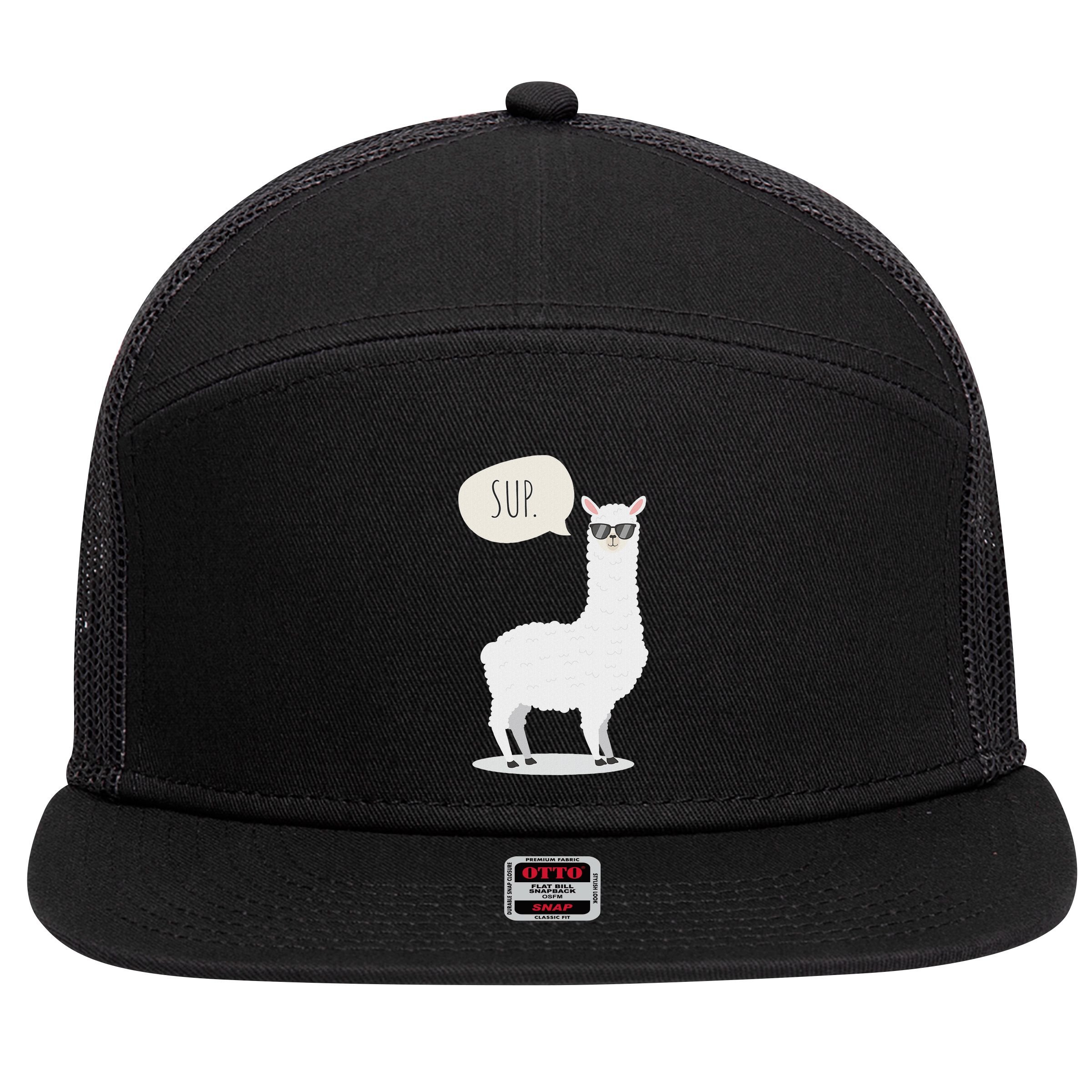 Sup No Drama Llama Alpaca 7 Panel Mesh Trucker Snapback Hat