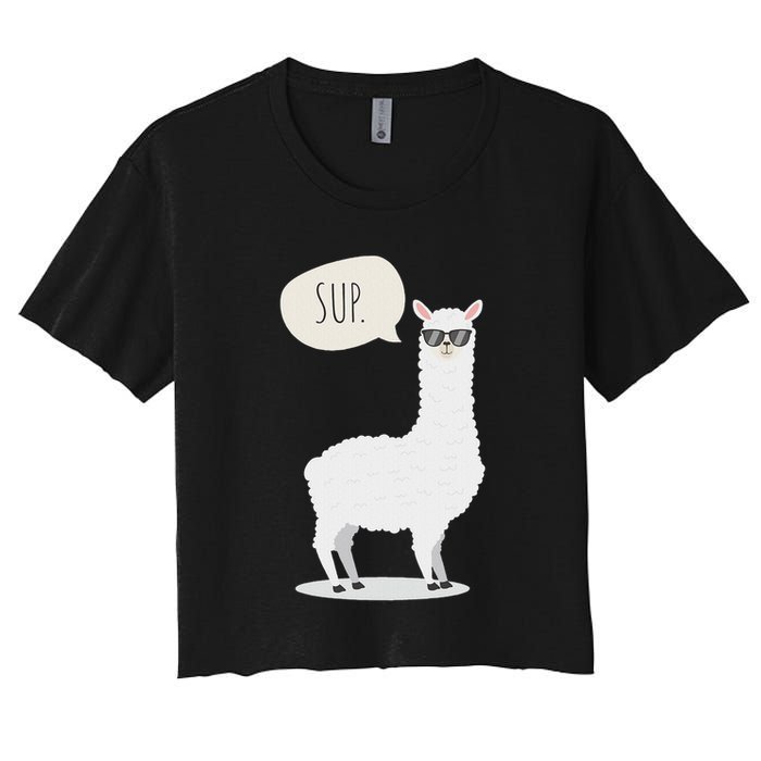 Sup No Drama Llama Alpaca Women's Crop Top Tee