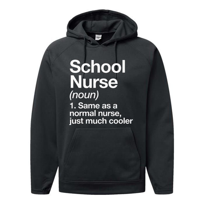 School Nurse Definition Funny Back To School First Day Performance Fleece Hoodie