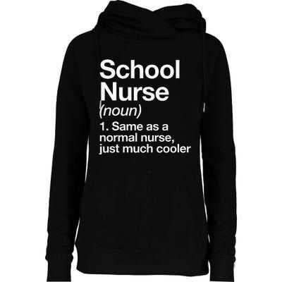 School Nurse Definition Funny Back To School First Day Womens Funnel Neck Pullover Hood