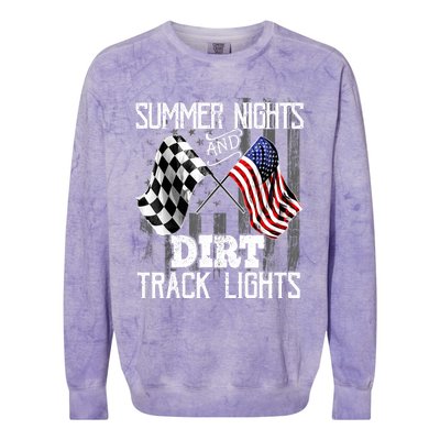 Summer Nights Dirt Track Lights Racing Motocross Gift Colorblast Crewneck Sweatshirt