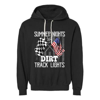 Summer Nights Dirt Track Lights Racing Motocross Gift Garment-Dyed Fleece Hoodie