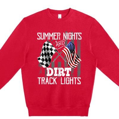 Summer Nights Dirt Track Lights Racing Motocross Gift Premium Crewneck Sweatshirt