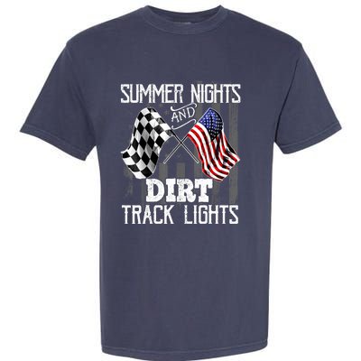 Summer Nights Dirt Track Lights Racing Motocross Gift Garment-Dyed Heavyweight T-Shirt