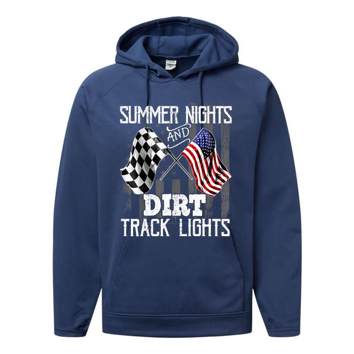 Summer Nights Dirt Track Lights Racing Motocross Gift Performance Fleece Hoodie