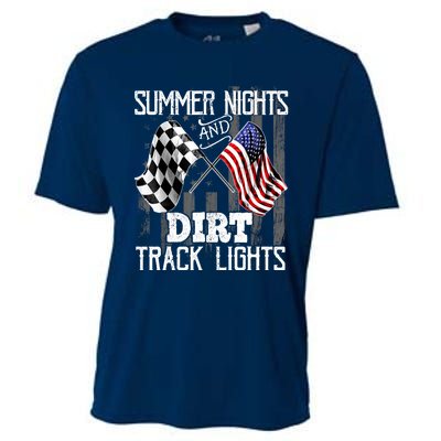 Summer Nights Dirt Track Lights Racing Motocross Gift Cooling Performance Crew T-Shirt