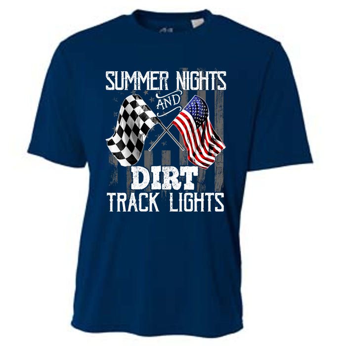 Summer Nights Dirt Track Lights Racing Motocross Gift Cooling Performance Crew T-Shirt