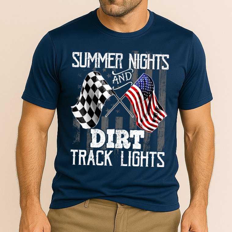Summer Nights Dirt Track Lights Racing Motocross Gift Cooling Performance Crew T-Shirt
