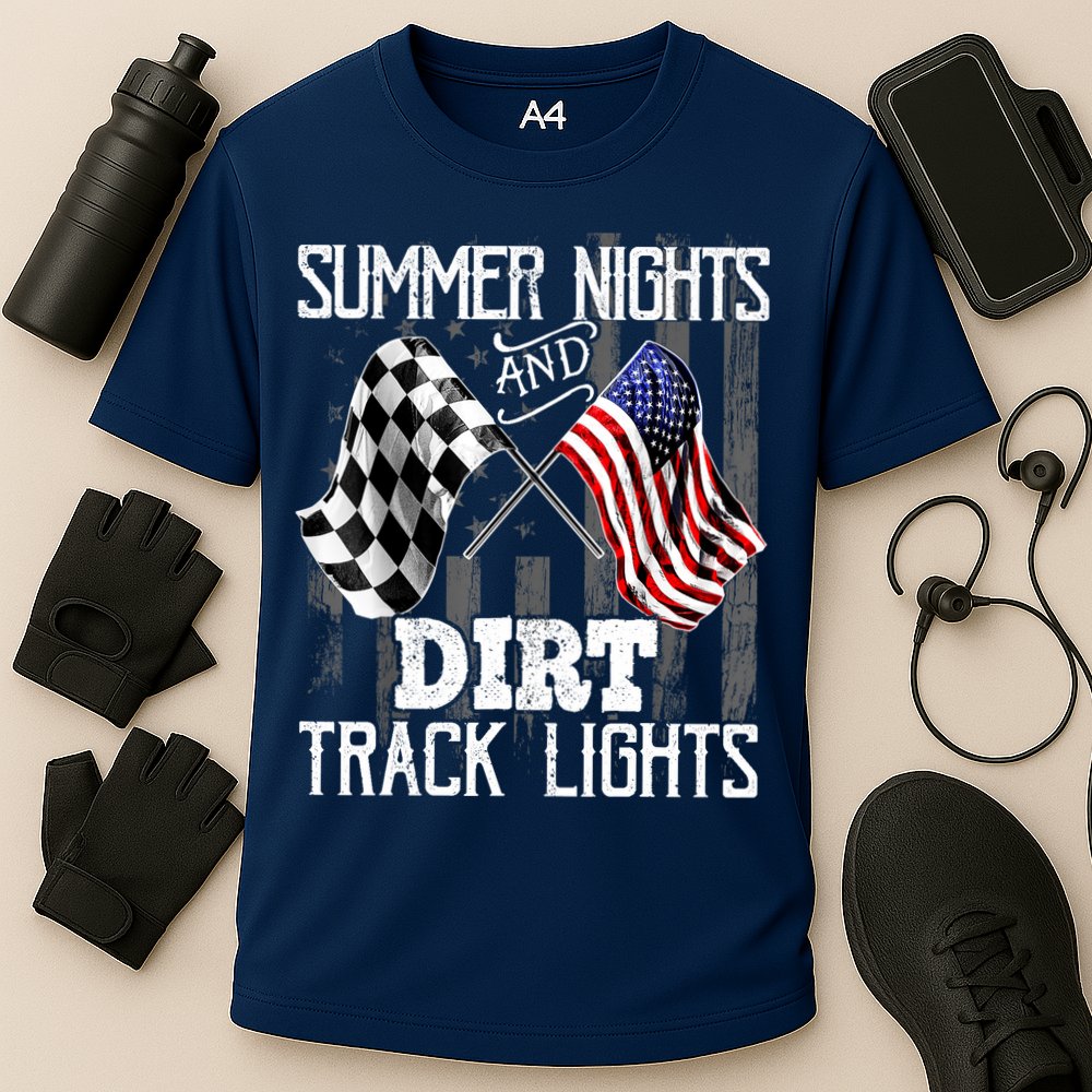 Summer Nights Dirt Track Lights Racing Motocross Gift Cooling Performance Crew T-Shirt