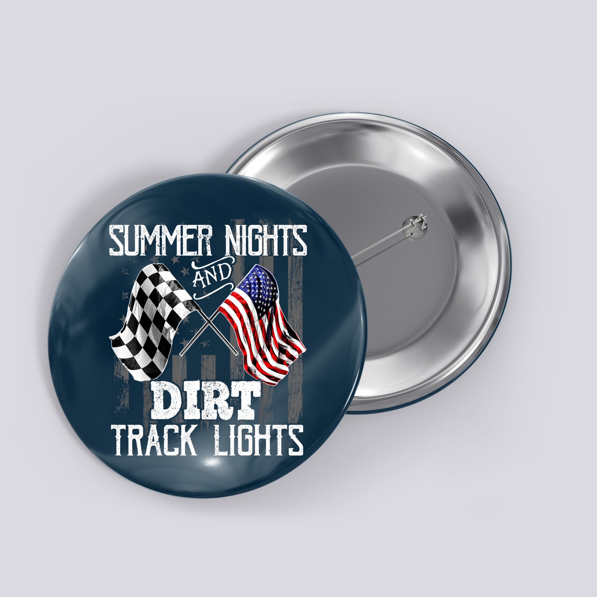 Summer Nights Dirt Track Lights Racing Motocross Gift Button